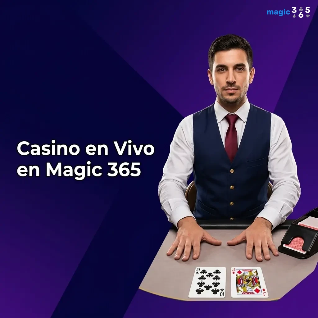 Casino en vivo Magic 365 con crupieres reales en HD: ruleta, blackjack, baccarat, póker y game shows disponibles 24hs