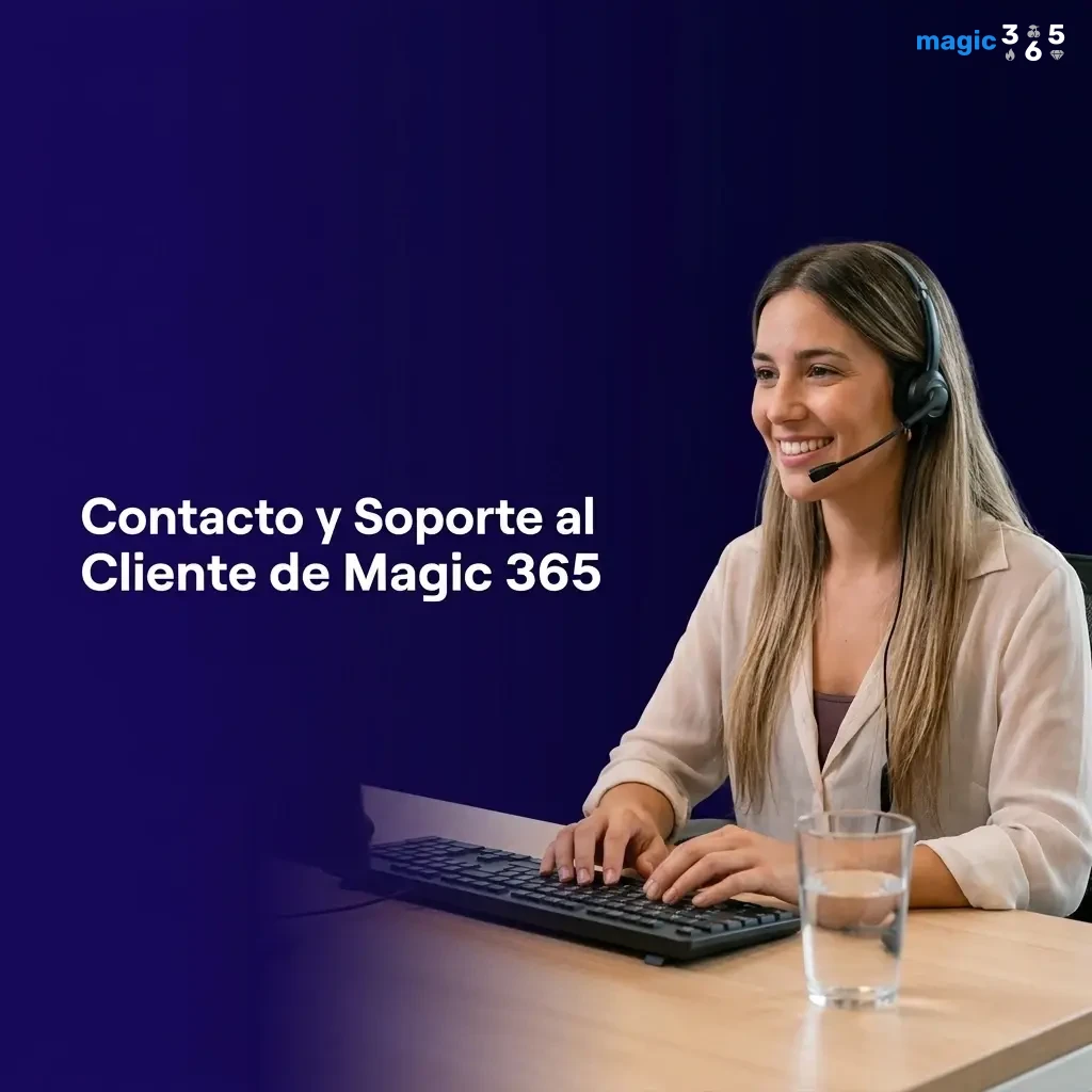 Equipo de soporte Magic 365 disponible 24/7 en español via chat en vivo, email y preguntas frecuentes