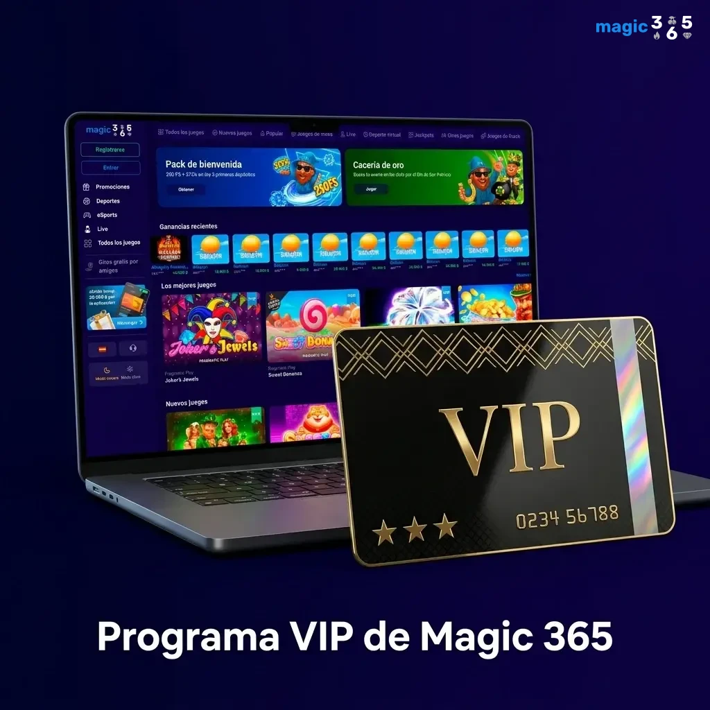 Programa VIP de Magic 365 con niveles progresivos, bonos exclusivos, reembolsos y atención prioritaria para jugadores activos